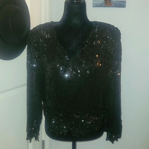 Vintage Black sequin Blouse